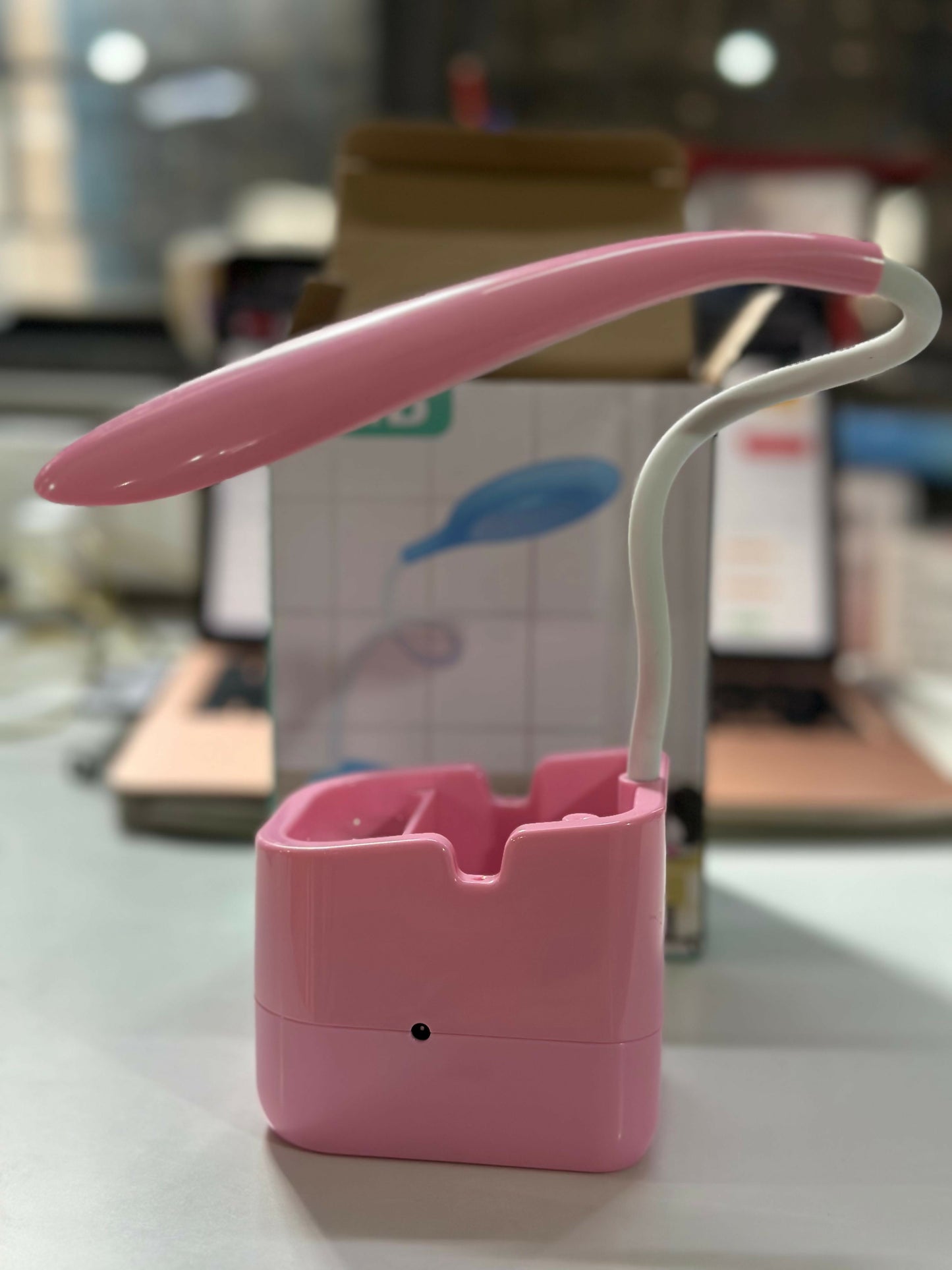 Pink LED Desk Lamp with Pen Holder and Phone holder for Study Table and Kids Room Decor