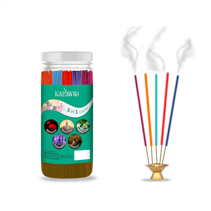 Premium Agarbatti 5 In 1 Combo with Fantasiya, Bharatvasi, Rajnigandha, Lavender, Kasturi Fragrances for Long Lasting Aroma (400 Gm)