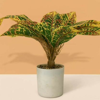 Artificial Decorative Leaf Plant with Pot for Home & Office Table Décor