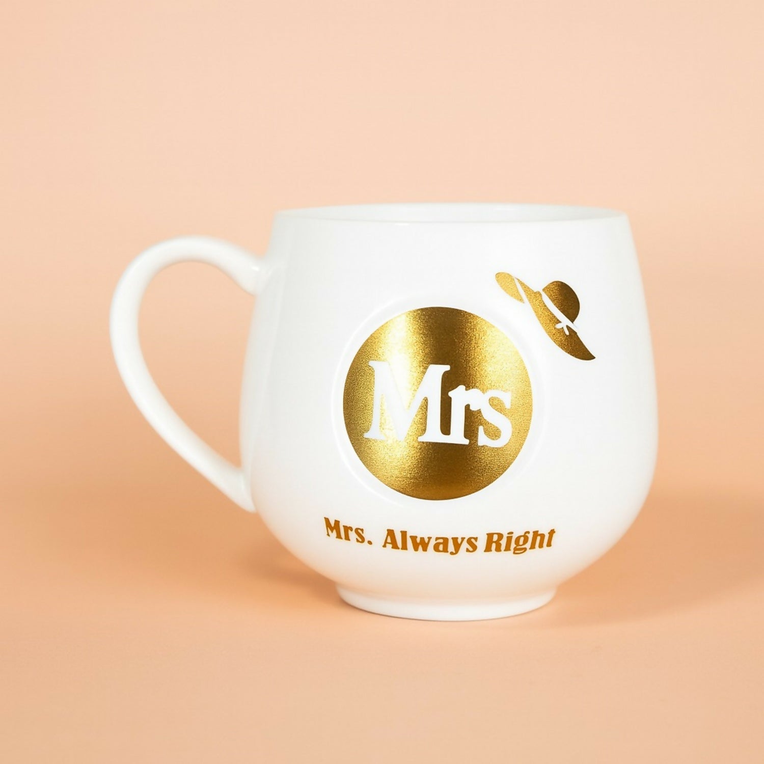 Premium Ceramic Coffee Mug for Women | Mrs. Always Right Printed Cup with Golden Foil Design | Stylish Gift Mug for Wife, Girlfriend, Sister | Durable Glossy Finish | Tea & Coffee Mug for Home & Office (White – Mrs Edition)