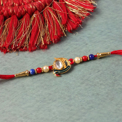 Elegant Stone Studs Rakhi Traditional Beaded Brother Gift (5pcs)