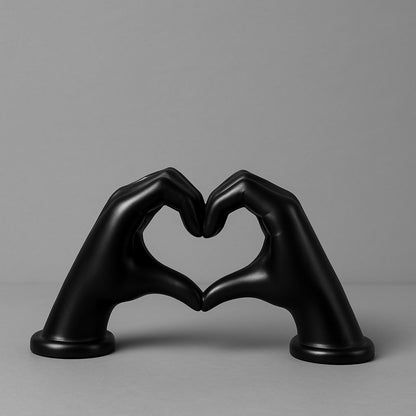 Black Heart Hands Sculpture Showpiece for Home Decor Romantic Gift