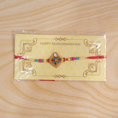 Diamond Shape Rakhi with Stone Embellishments and Beads (10pcs)
