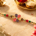 Colorful Floral Rakhi with Red Green Beads and Traditional Festive Gifting Elegance