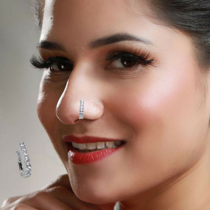 Diamond Cluster Clip-On Nose Ring | CZ Stone Non-Piercing Nath Combo Pack of 2