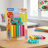 Nara 6 Color Modelling Clay Set with Dinosaur Cutter Creative Play Dough Kit for Kids (25 Gm)