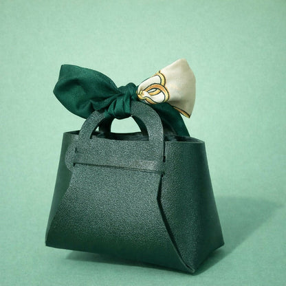 Women’s Green Mini Handbag with Scarf Handle | Compact Stylish Daily Purse