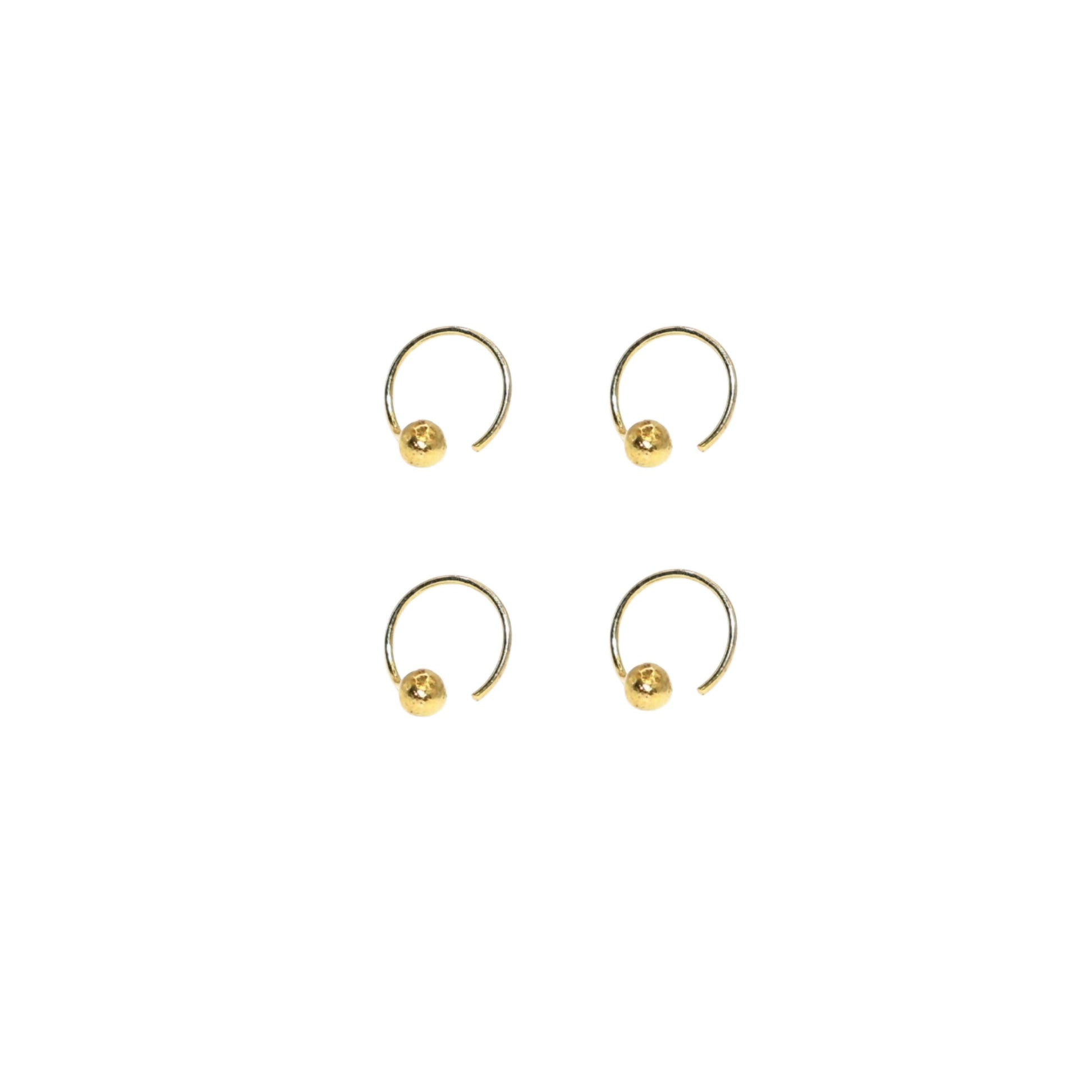 Gold Tiny Bead Hoop nosepin Laung Koka Nathni for women and girls combo pack of 4