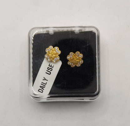 Gold Plated Four-Leaf Clover Stud Earrings with AD for women and girls