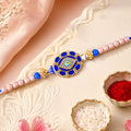 Premium Round Nazar Evil Eye Enamel Studded Pearl Bead Rakhi