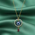 Evil Eye Gold plated Pendant Necklace with Ruby For women and girls