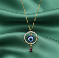 Evil Eye Gold plated Pendant Necklace with Ruby For women and girls