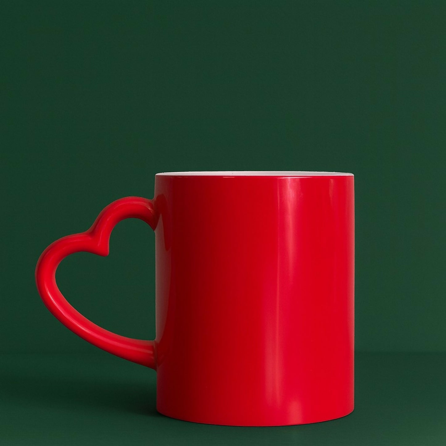 Red Heart Handle Ceramic Coffee Mug | Romantic Gift Mug for Couples & Friends