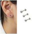 Silver Plated Ball Labret Stud Earrings – Comfortable 3-Pack for Women