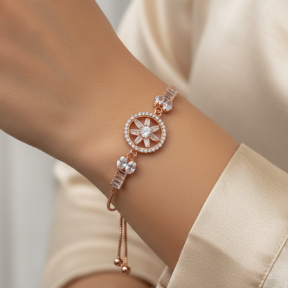 Graceful AD Bracelet with flower motif for women