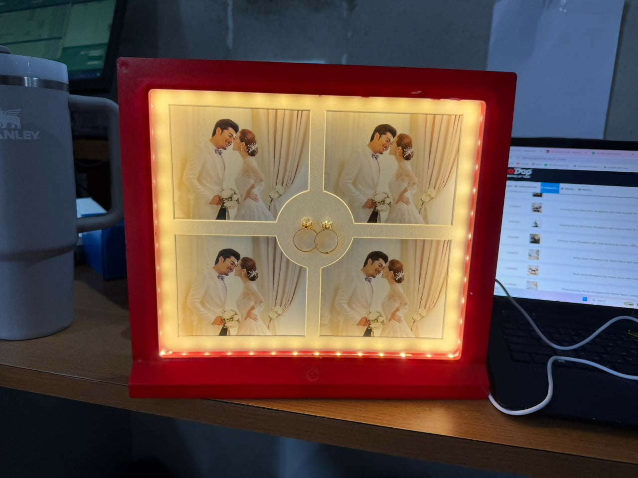 LED Photo Frame Collage 4 Photo Display Decorative Gift Frame