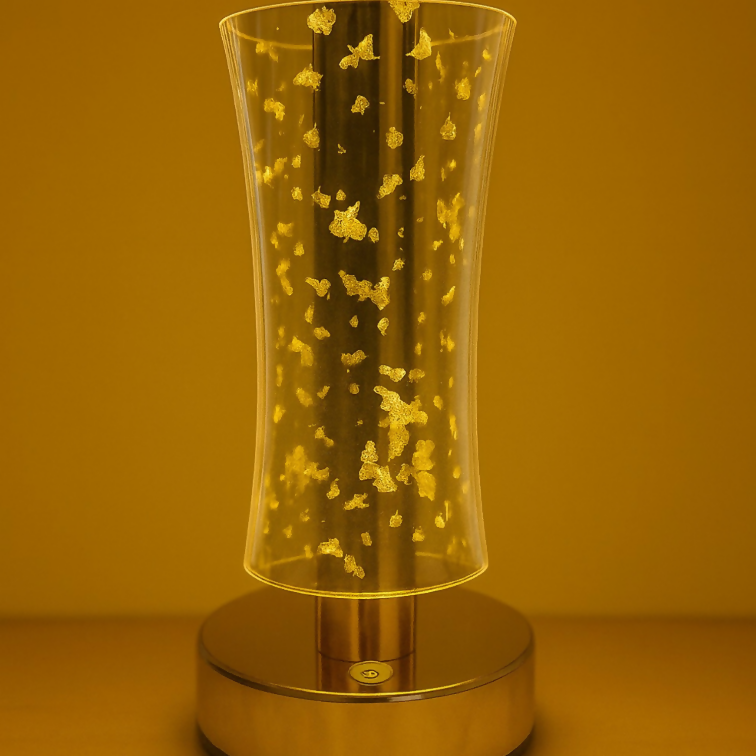 Premium Crystal Glow LED Touch Lamp for Home Décor | Golden Acrylic 3D Effect Night Lamp with Warm Ambient Light | Rechargeable Bedside Table Lamp for Bedroom, Living Room, Café & Gifting | Pack of 1