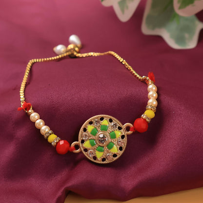 Handcrafted Rakhi and bracelet set