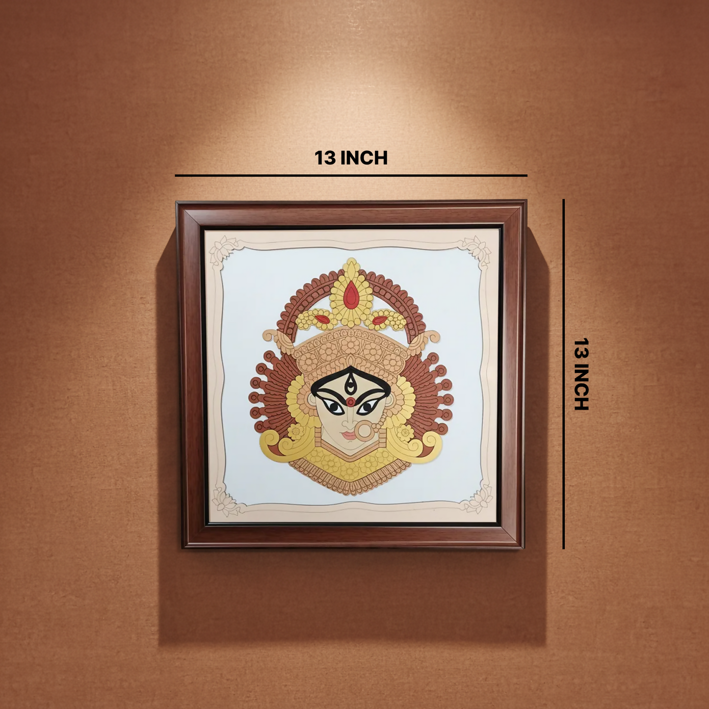 Maa Durga Wall Art with Wooden Frame – Traditional Hindu Goddess Durga Decorative Wall art for Home, Office & Pooja Room