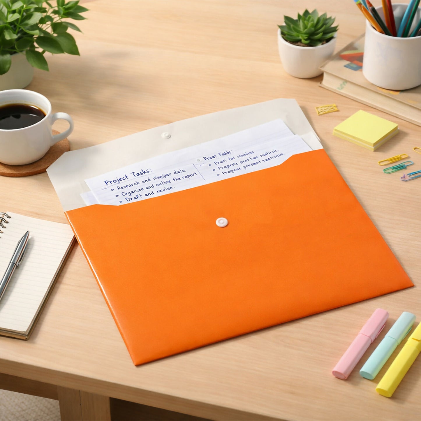 Button Closure Expanding Document File Folder – Mix Colour