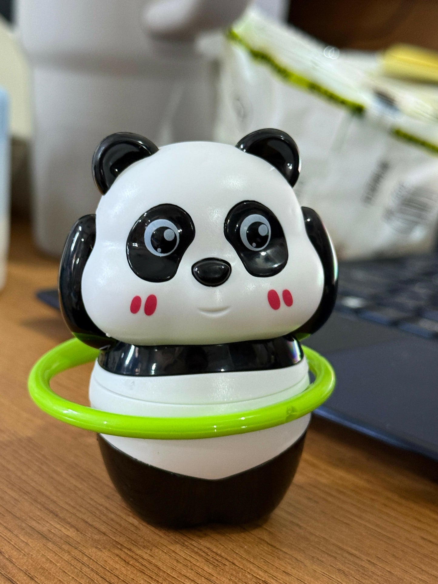 Wind-Up Rotating Panda Toy with Spinning Ring for Kids