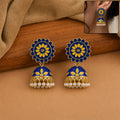 Jhumka Earrings – Bright Floral Enamel Design with Pearl Drop