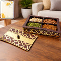 Dry Fruit Storage Box – 4 Compartments with Decorative Golden Lid