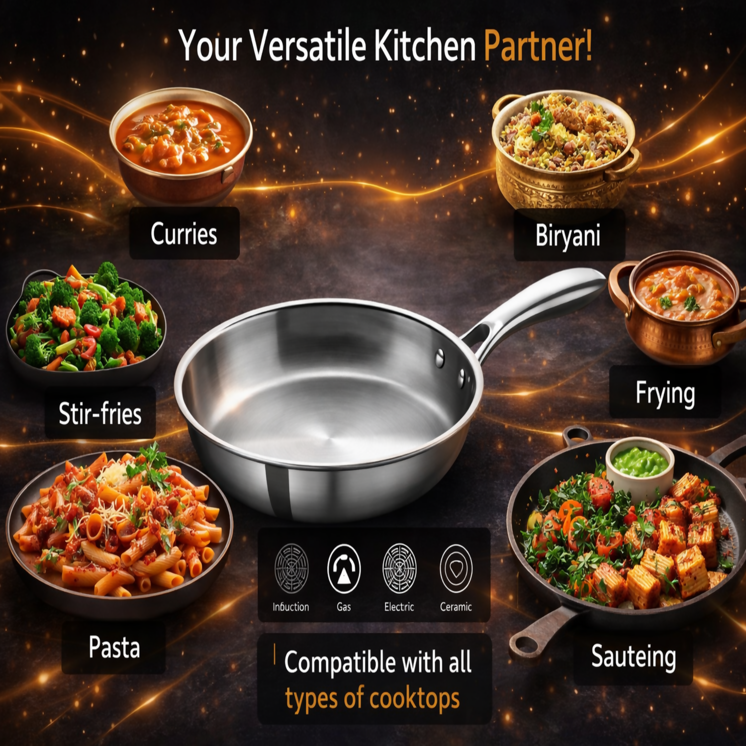 Cooking usage of Vikas Triply Frypan
