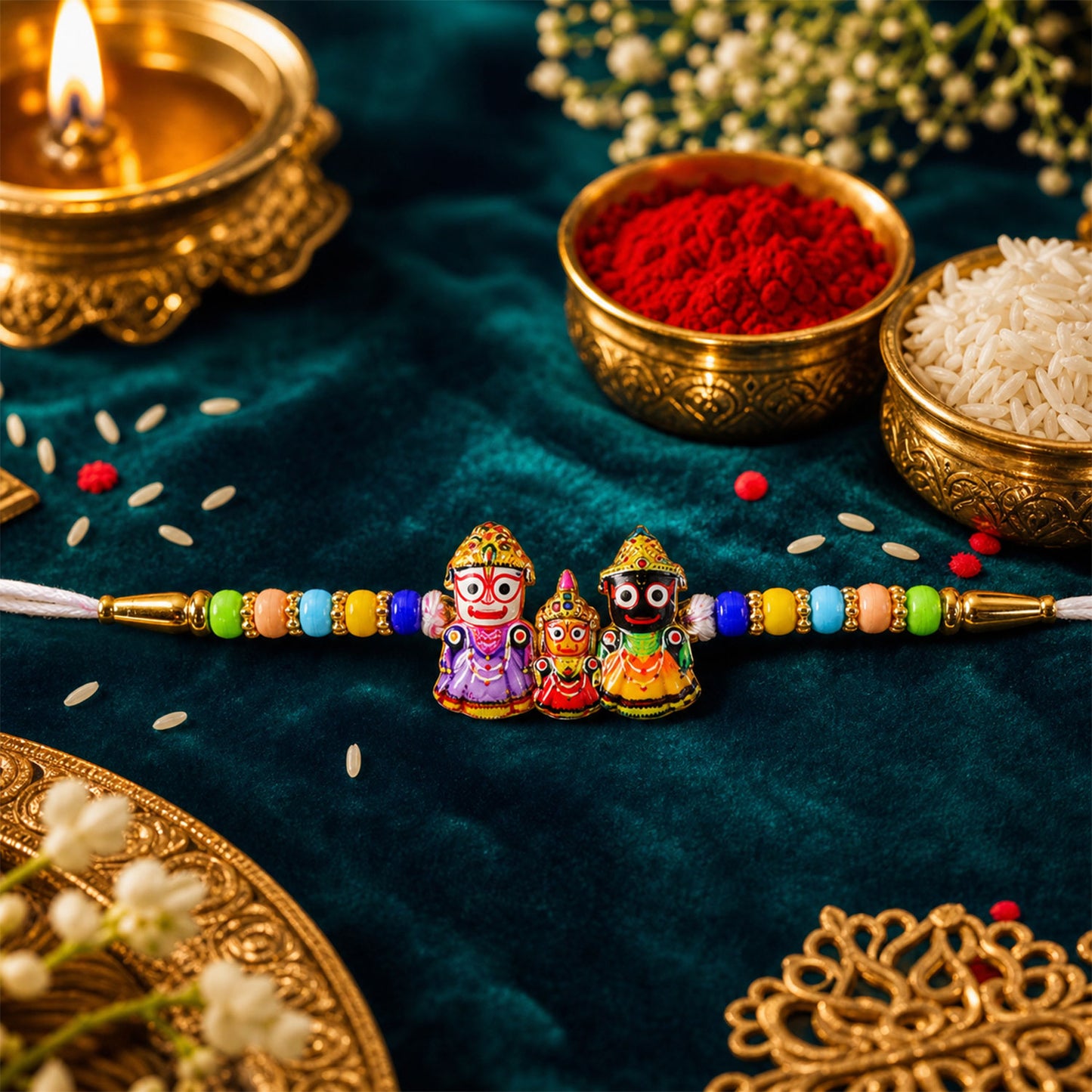 Traditional Jagannath Balabhadra Subhadra Designer Rakhi – 1 Pc