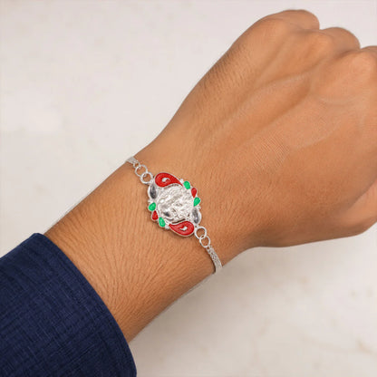 Ganesha Rakhi Elegant Silver Finish for Brothers on Raksha Bandhan