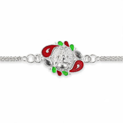 Ganesha Rakhi Elegant Silver Finish for Brothers on Raksha Bandhan