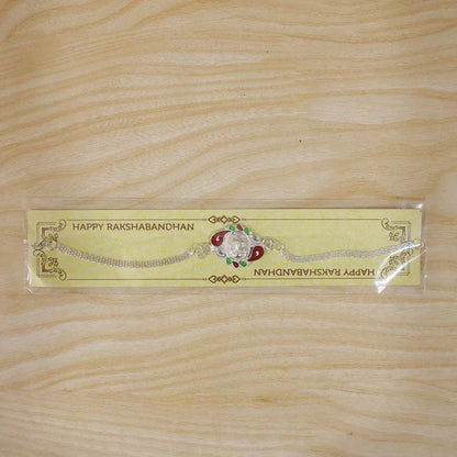 Ganesha Rakhi Elegant Silver Finish for Brothers on Raksha Bandhan