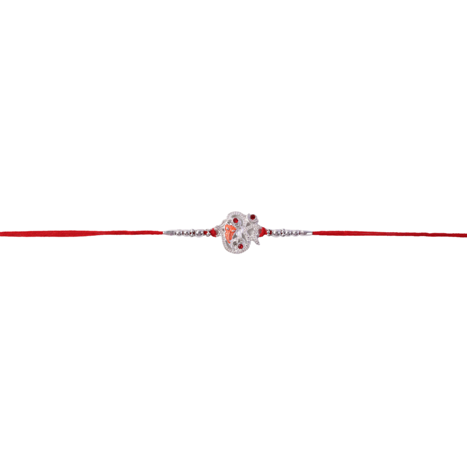 Silver Ganesh Rakhi Thread Bracelet (1 Pc)
