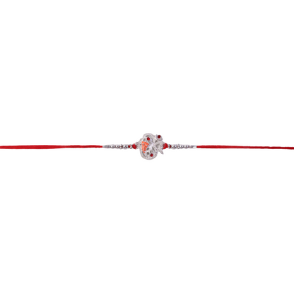 Silver Ganesh Rakhi Thread Bracelet (1 Pc)