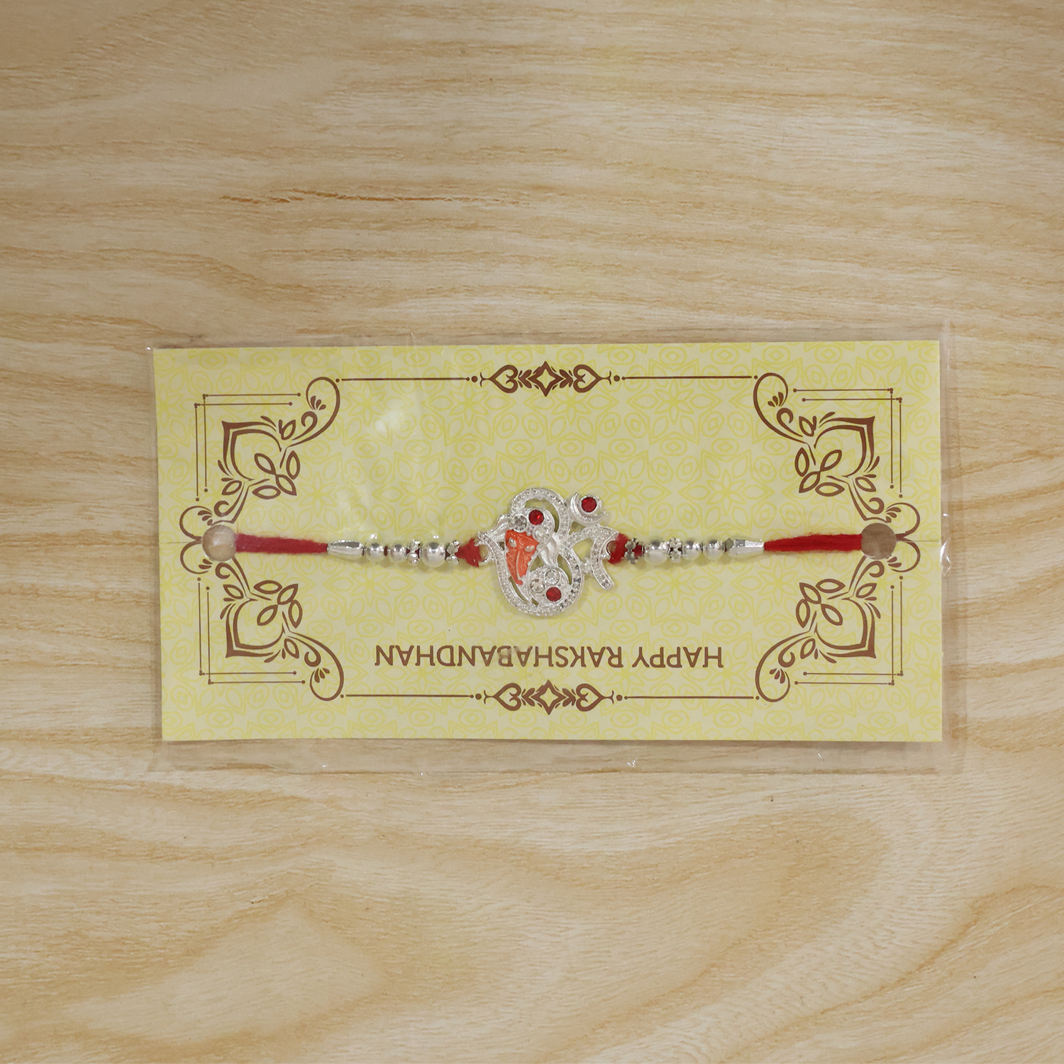 Silver Ganesh Rakhi Thread Bracelet (1 Pc)