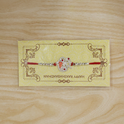 Silver Ganesh Rakhi Thread Bracelet (1 Pc)
