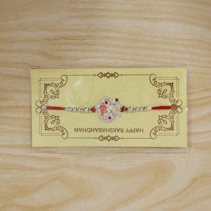 Silver Ganesh Rakhi Thread Bracelet – Protection & Blessings for Brother