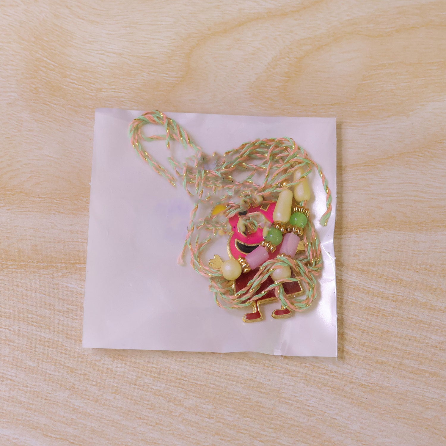 Cute Pink Piglet Cartoon Charm Rakhi for Kids