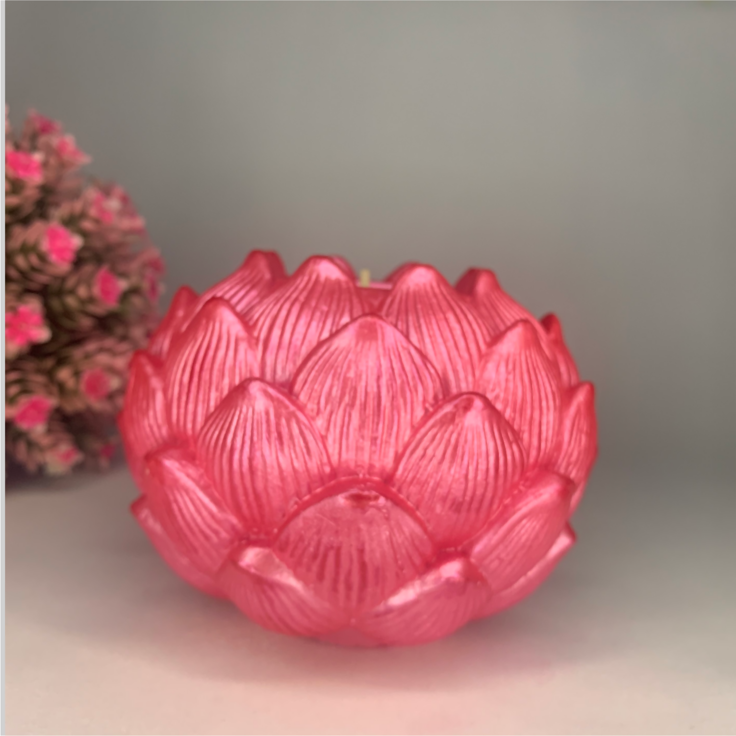 Handmade Diya-Style Big Kamal Diya – Metallic Pink | Elegant Home & Festive Decor Tealight Holder