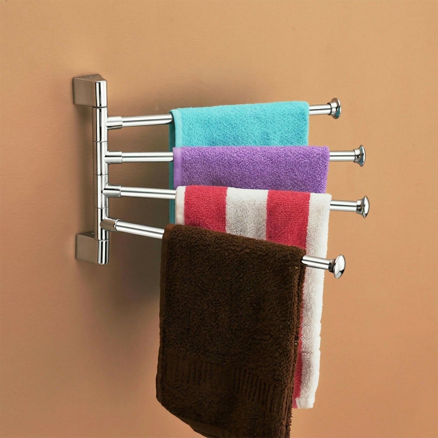 Premium Glossy Stainless Steel Wall Mounted 4 Rod Towel Holder Rack