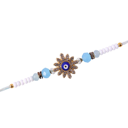 Designer Nazar Evil Eye Crystal Studded Beads Designer Rakhi