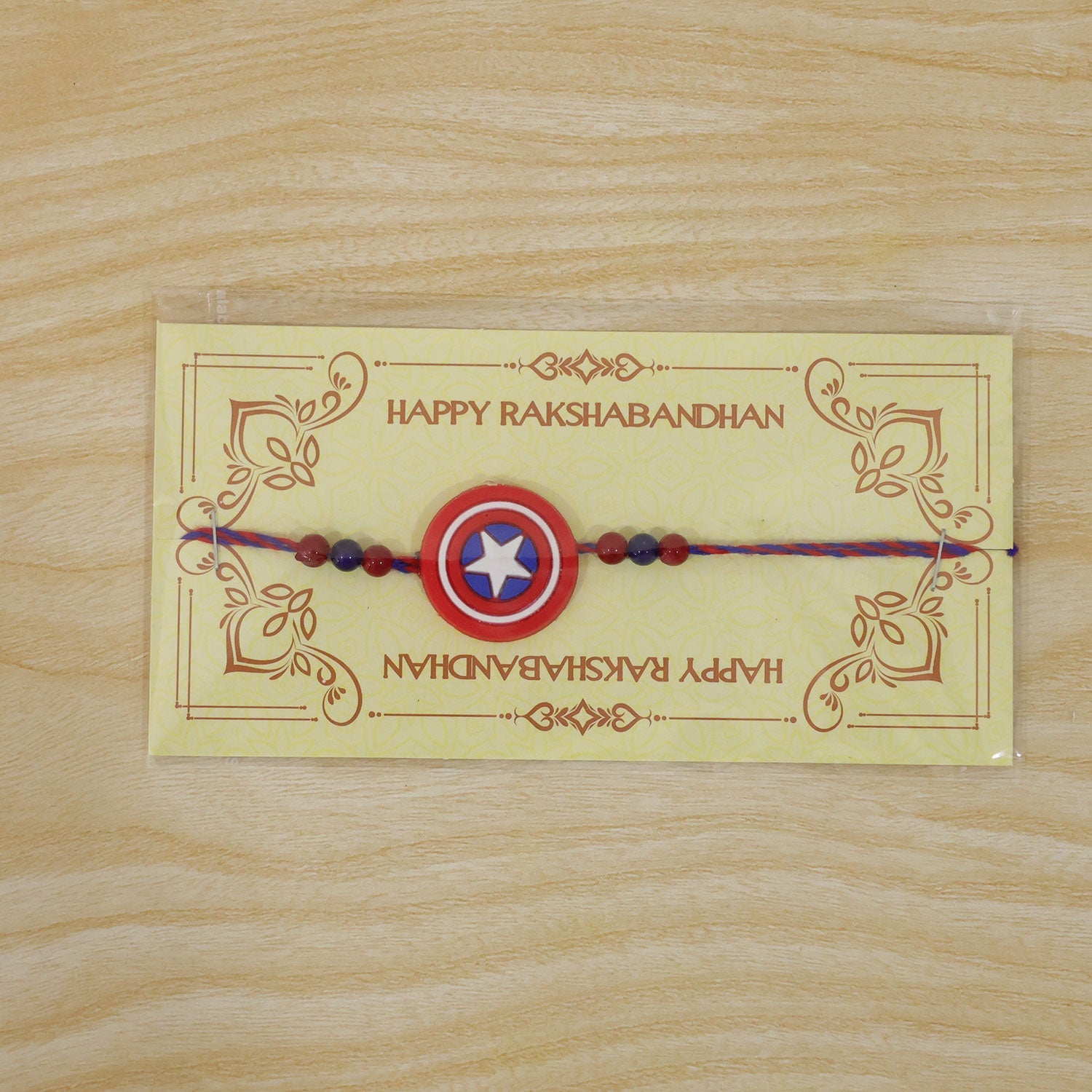 Superhero Shield Kids Rakhi with Playful Beaded Detailing Work (5pcs)