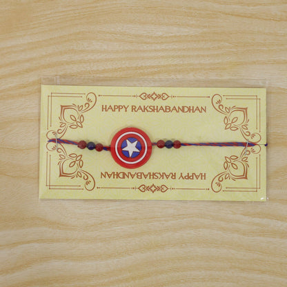 Superhero Shield Kids Rakhi with Playful Beaded Detailing Work (5pcs)