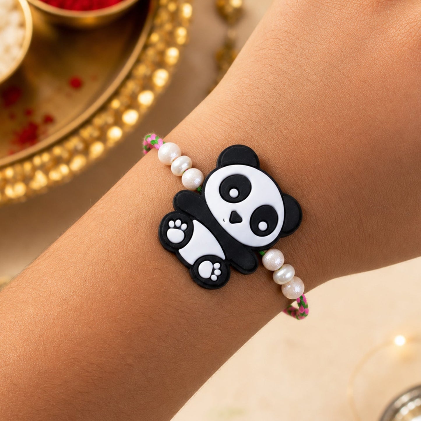 Panda Character Kids Rakhi Pearl Beaded Designer Rakhi (10pcs)