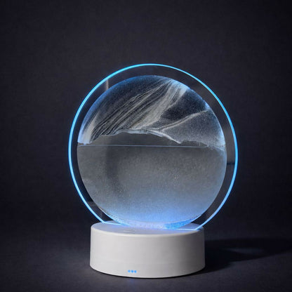 LED Round Static Black & White Sand Art Lamp | Ambient Decorative Night Light