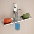 Stainless Steel Liquid Soap Dispenser with Double Soap Dish - Durable & Elegant