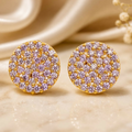 Golden-Plated Pastel Pink-Purple Cubic Zirconia Stud Earrings for Women