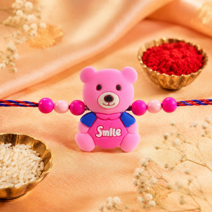 Teddy Bear Charm Rakhi Kids Beaded Festive Design (10pcs)