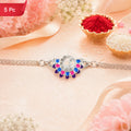Premium Silver Chain Rakhi with Peacock Motif Rakhi for Brother (5pcs)