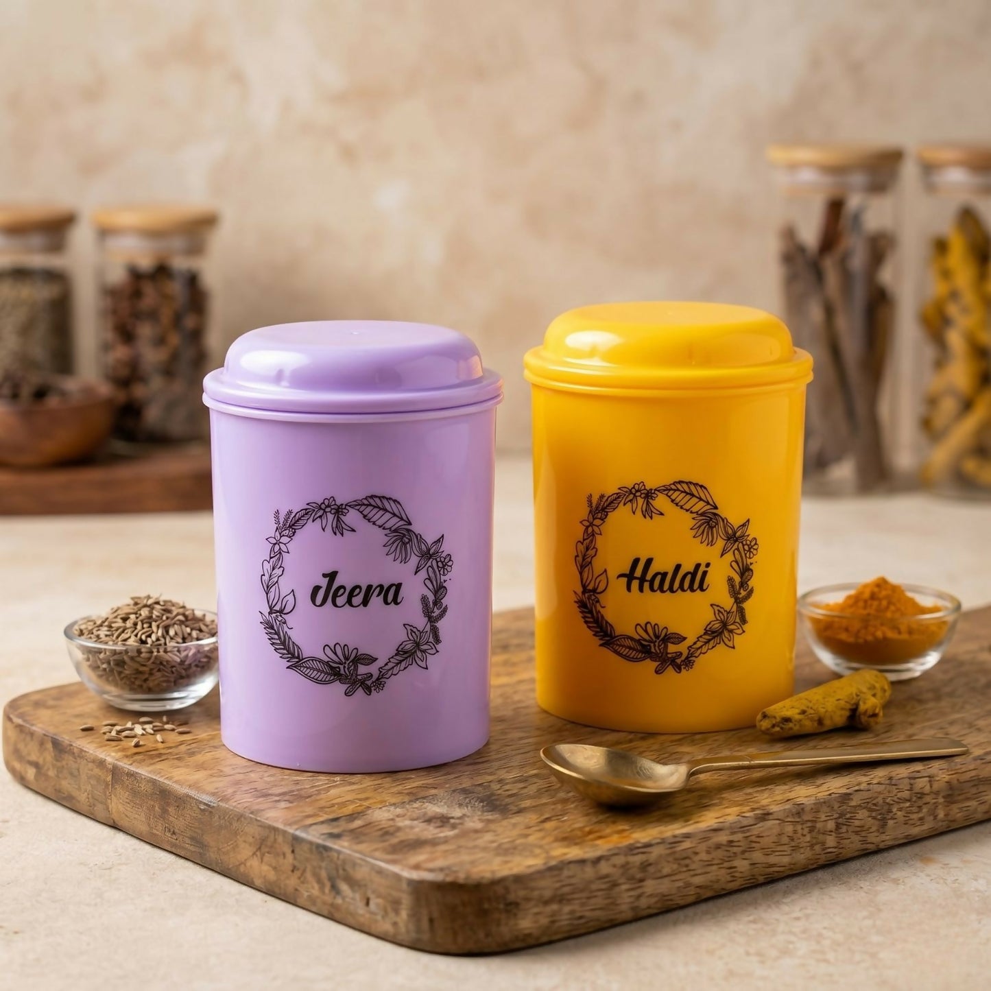 Airtight spice jar with lid open, showing interior
